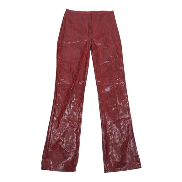 Vintage 90s David Paul Red and Black Snake Faux Leather Bootcut Pants 12 - Picture 1 of 7